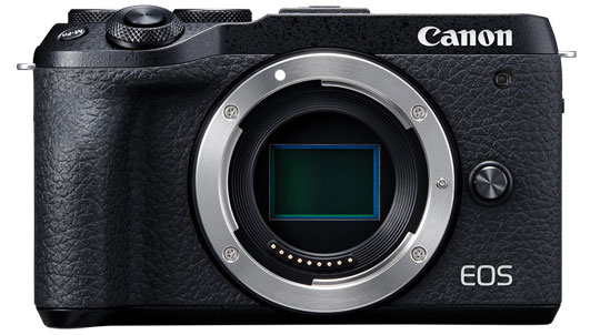  Front view of the Canon EOS M6 Mark II body, with the sensor revealed   